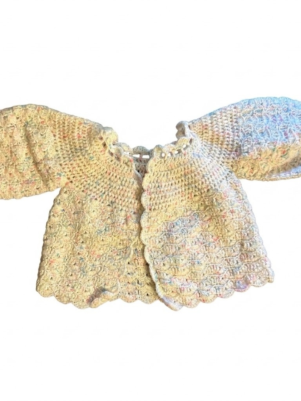 Vintage Handmade Crochet Pink & Blue Baby Infant Sweater Cardigan Baby Girl O-3M